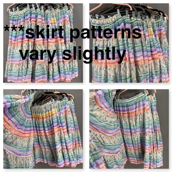 Vintage 80s 90s NOS Two Potato Tiered Midi Skirt M Pastel Boho Coastal Sheer - Picture 5 of 9